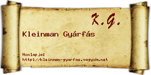 Kleinman Gyárfás névjegykártya